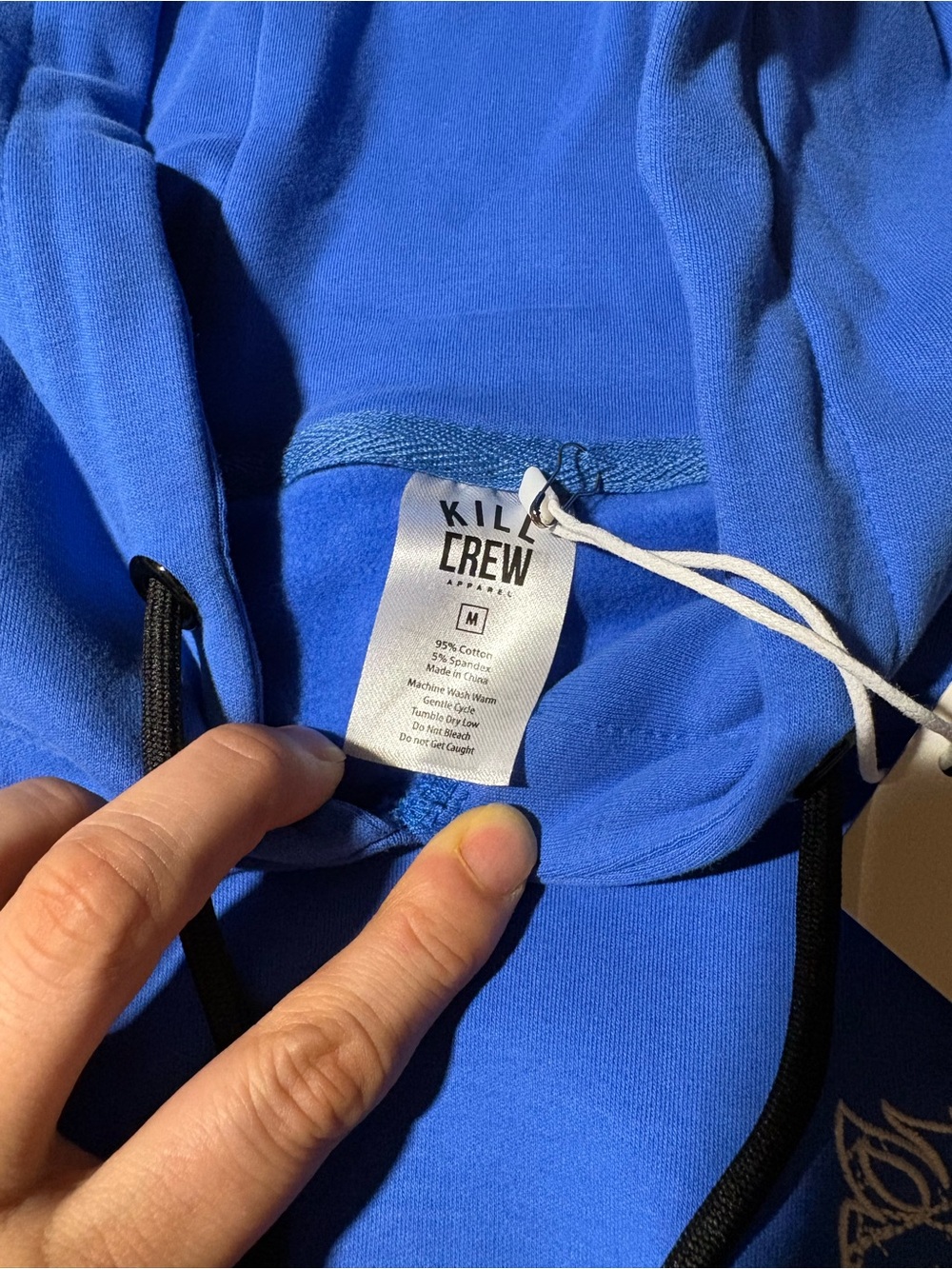 Kill Crew Blue Cropped Hoodie with Black Drawstrings - Picture 3 of 6